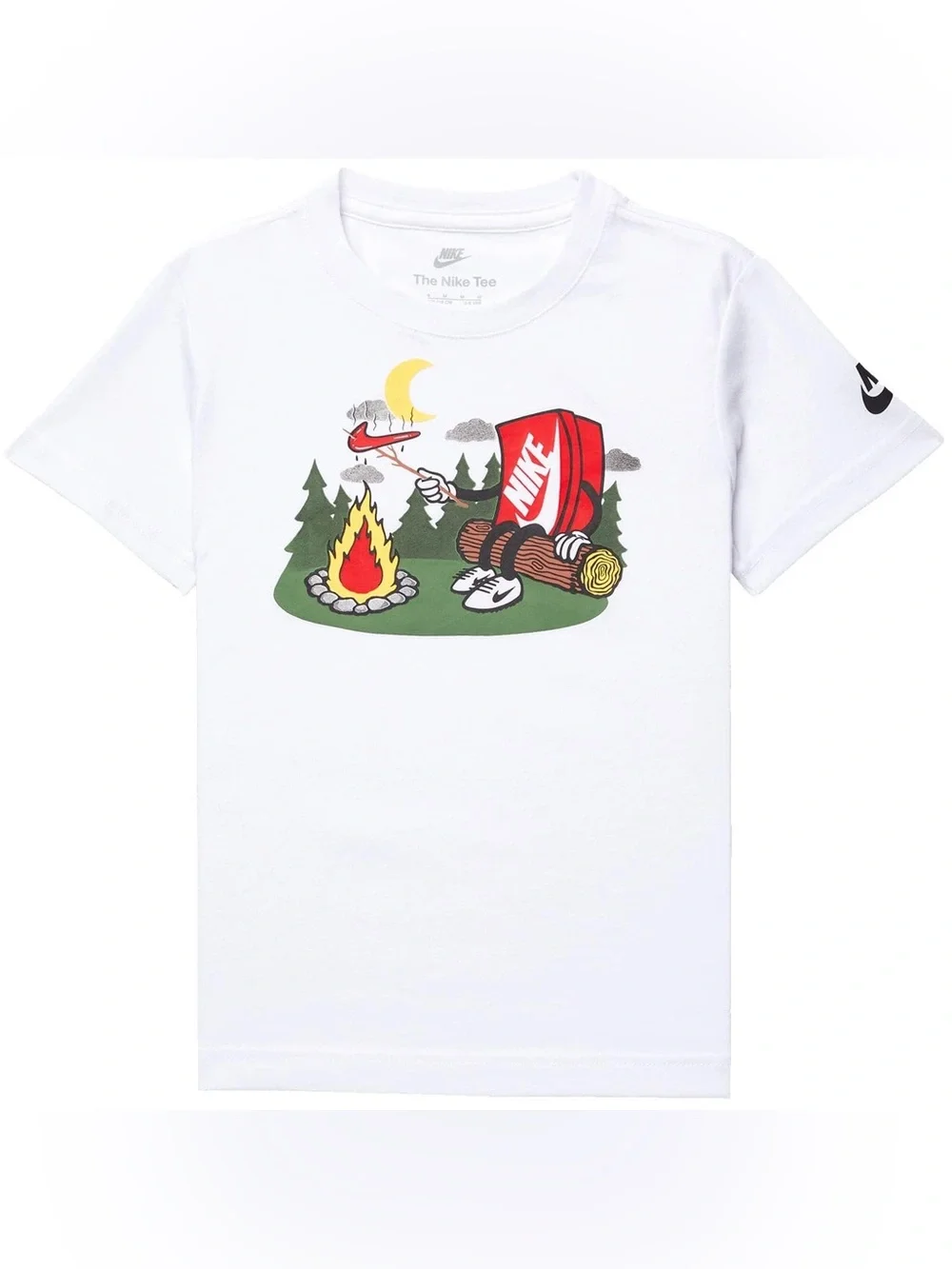 Nike Little Kids Boxy Campfire Tee Toddler 4 4t Camping T-Shirt White